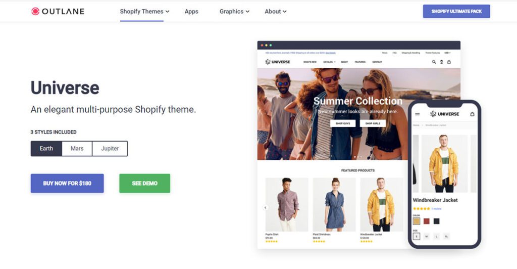 Universe - An elegant multi-purpose Shopify theme by OutLane - The Finest Shopify Themes for 2022