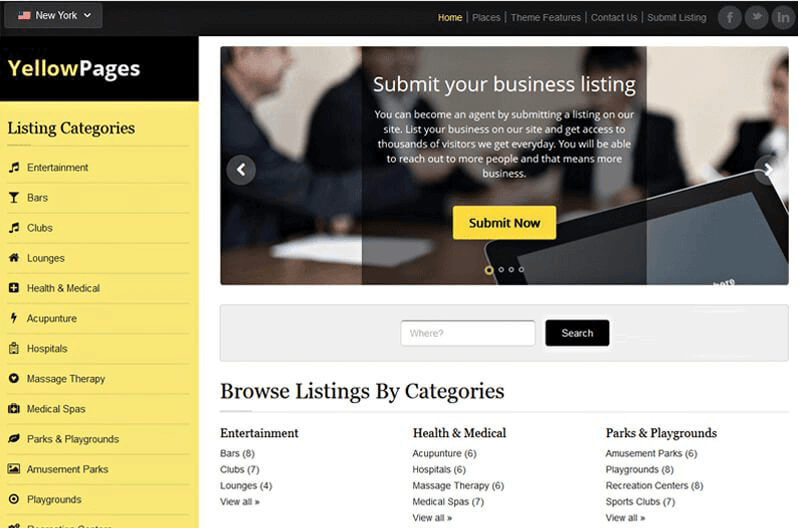 Yellow Pages Theme by Templatic Best WordPress Directory Listing Themes in 2022 Make Money Online Easily