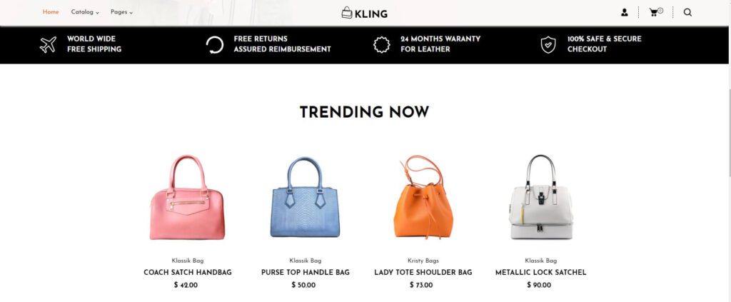 Kling - Bags, shoes Fashion Shopify Store - Make Money Online