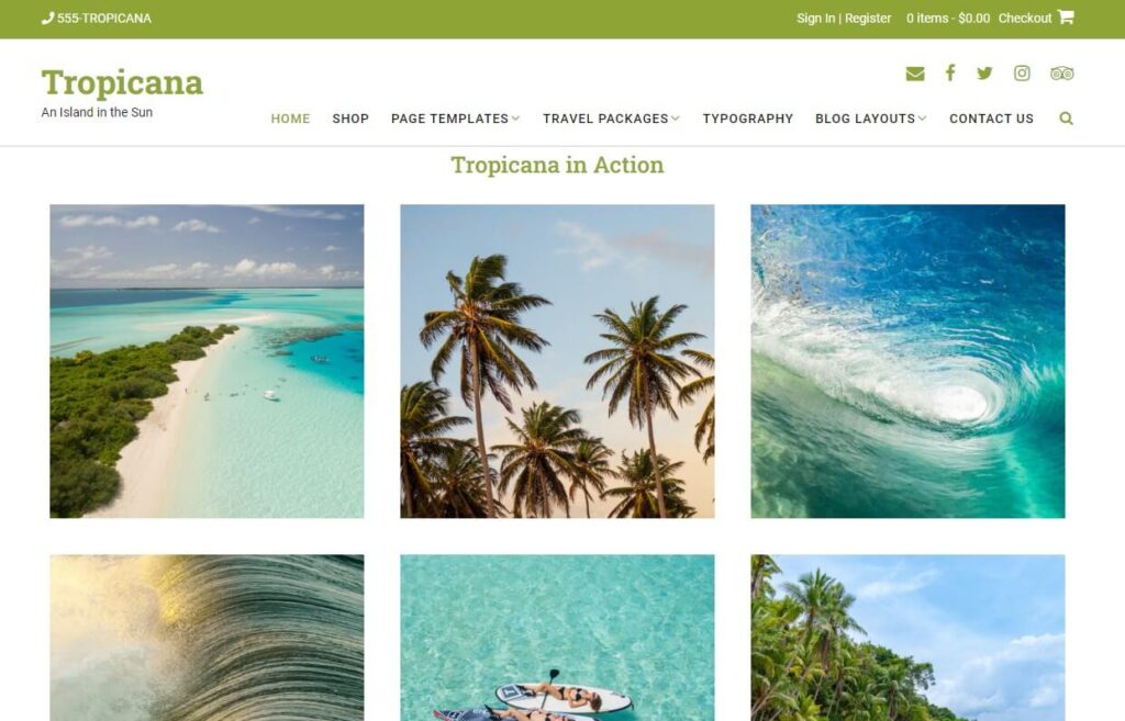 Tropicana - Travel blog WordPress Template